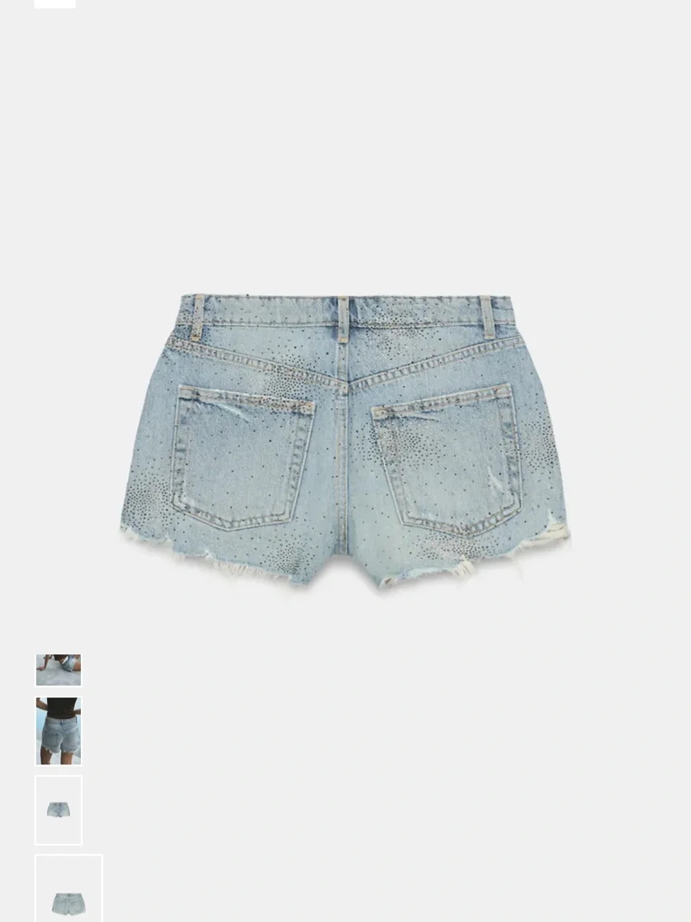 Zara Sparkly Studded Light Wash High Waisted Denim Shorts - Women